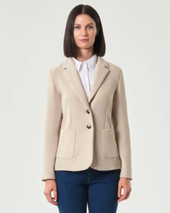 Blazer a due bottoni color sabbia Emme Marella in misto viscosa a nido d'ape
