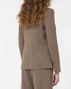 Blazer a due bottoni Weekend Max Mara in jersey di lana e cotone a micro fantasia noce e marrone
