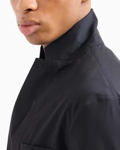 Blazer Armani Exchange blu in twill bi-stretch con rever classico e chiusura monopetto