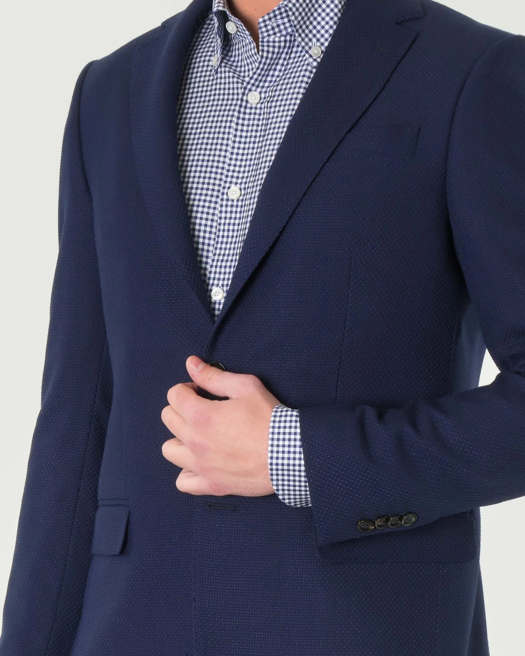 Blazer Ashki.i blu in tessuto armaturato di misto viscosa stretch