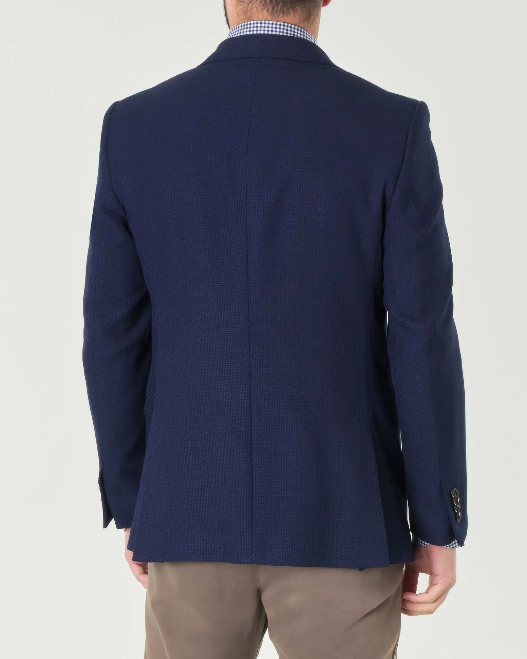 Blazer Ashki.i blu in tessuto armaturato di misto viscosa stretch