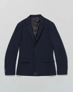 Blazer blu punto milano monopetto