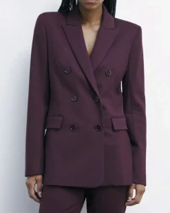 Blazer bordeaux doppiopetto Patrizia Pepe in punto stoffa elasticizzato di misto viscosa