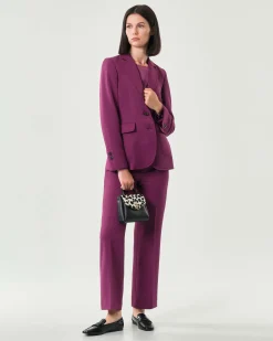 Blazer color ciclamino Emme Marella in tessuto diagonale stretch con scollo a rever