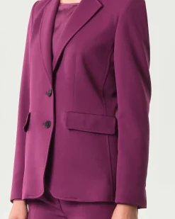 Blazer color ciclamino Emme Marella in tessuto diagonale stretch con scollo a rever
