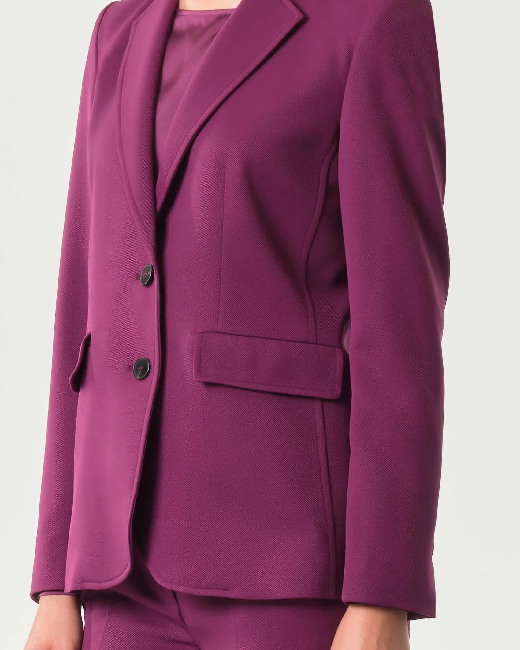 Blazer color ciclamino Emme Marella in tessuto diagonale stretch con scollo a rever