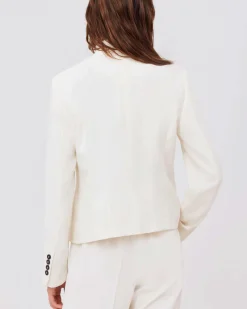 Blazer corto bianco in crêpe envers satin a un bottone