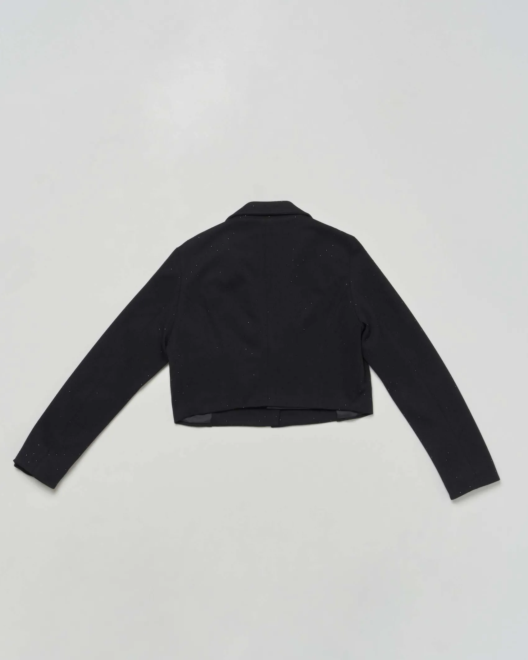 Blazer cropped Elsy nero con strass all over