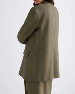 Blazer doppiopetto verde militare Marella in saglia fluida di misto lana e viscosa