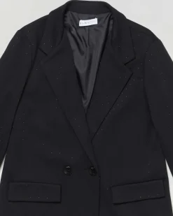 Blazer Elsy nero con strass all over