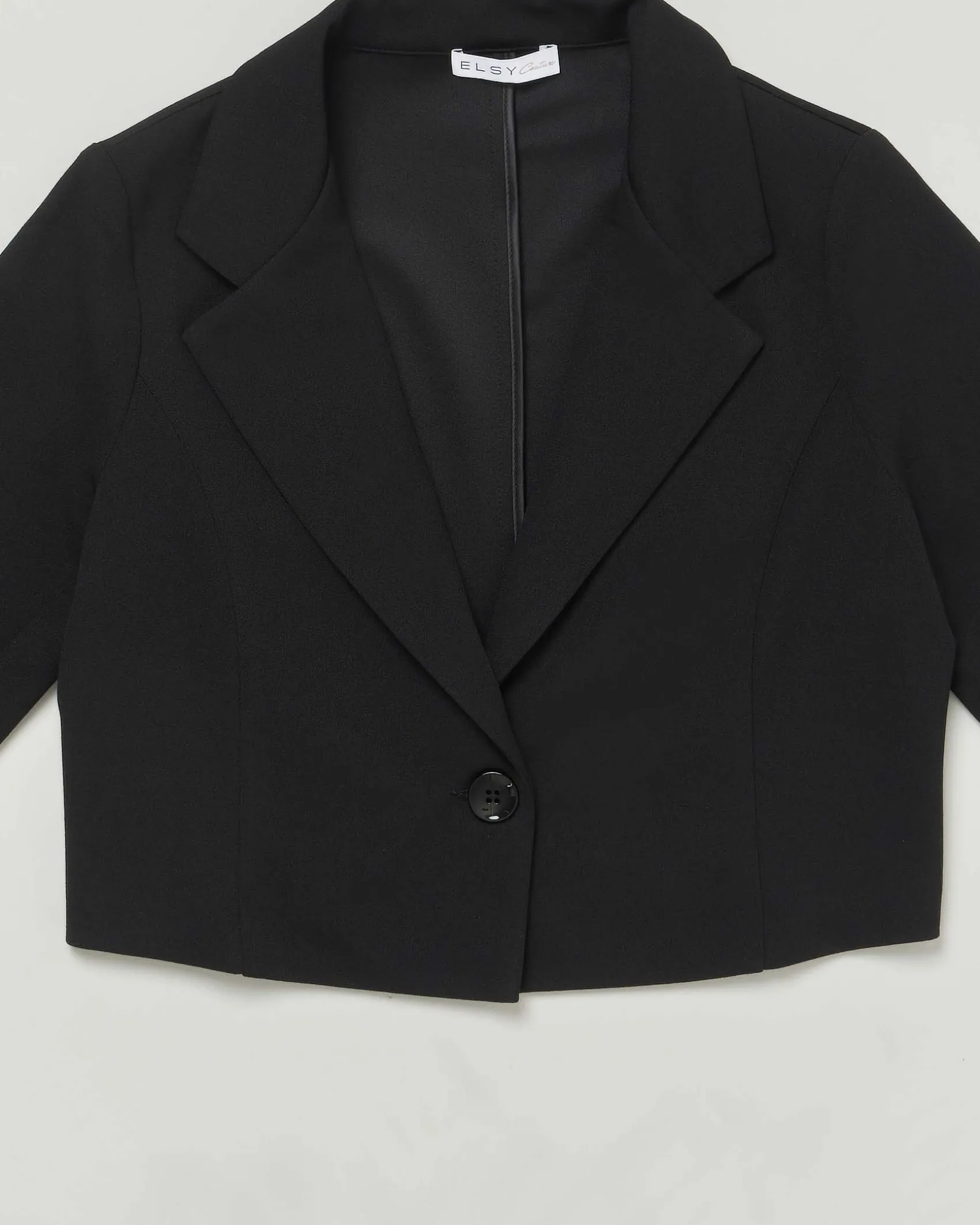 Blazer Elsy nero cropped in cady a maniche lunghe