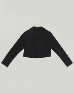Blazer Elsy nero cropped in cady a maniche lunghe