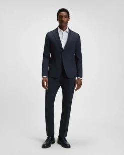 Blazer Hanry Boss blu in tessuto tecnico stretch diagonale