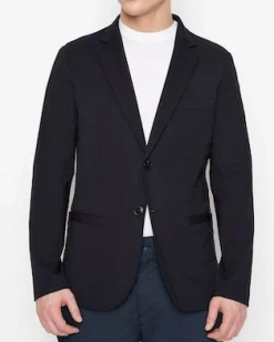 Blazer Jack & Jones blu in jersey stretch con chiusura a due bottoni