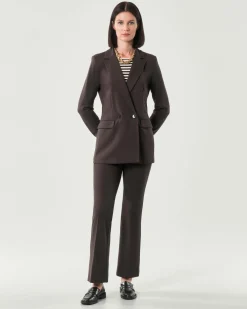 Blazer marrone doppiopetto Emme Marella in tessuto stretch punto Milano
