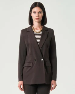 Blazer marrone doppiopetto Emme Marella in tessuto stretch punto Milano