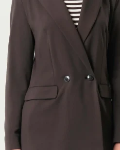 Blazer marrone doppiopetto Emme Marella in tessuto stretch punto Milano