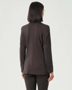 Blazer marrone doppiopetto Emme Marella in tessuto stretch punto Milano