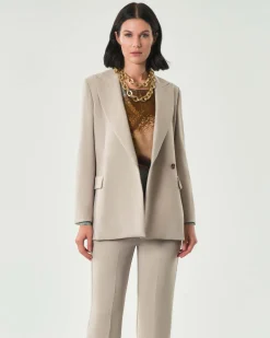 Blazer mezzo petto color sabbia Emme Marella in tessuto bistretch di misto viscosa