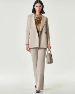 Blazer mezzo petto color sabbia Emme Marella in tessuto bistretch di misto viscosa