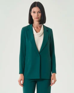 Blazer monopetto Hlo! verde smeraldo in crêpe con maniche a tre quarti