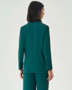 Blazer monopetto Hlo! verde smeraldo in crêpe con maniche a tre quarti