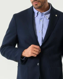 Blazer monopetto Manuel Ritz blu micro armatura in misto viscosa stretch