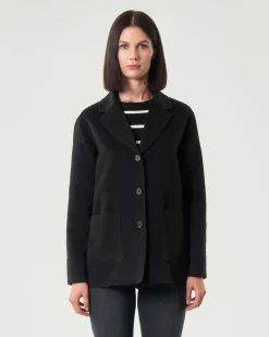 Blazer nero Emme Marella in panno double con scollo a rever
