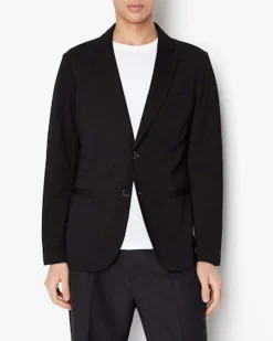 Blazer nero Jack & Jones in jersey stretch con chiusura a due bottoni