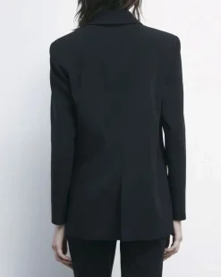 Blazer nero over Patrizia Pepe in crêpe stretch dal taglio sartoriale con scollo a rever