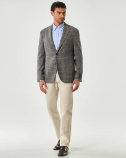 Blazer Pellizzari in lana Vitale Barberis Canonico a fantasia principe di Galles grigio e noce