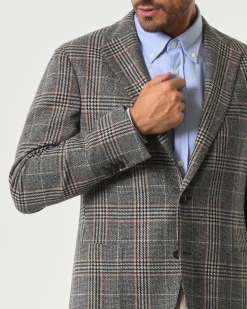 Blazer Pellizzari in lana Vitale Barberis Canonico a fantasia principe di Galles grigio e noce