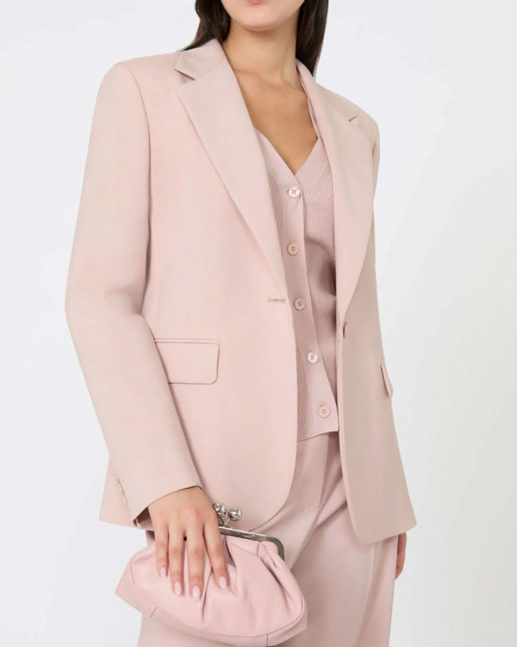 Blazer rosa cipria monopetto Weekend Max Mara in pura lana vergine