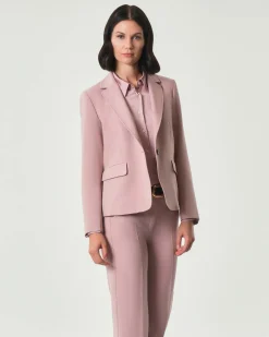 Blazer rosa Emme Marella in tessuto di misto viscosa stretch con scollo a rever