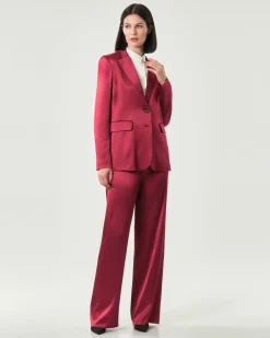 Blazer rosso Emme Marella in raso di misto viscosa con scollo a rever