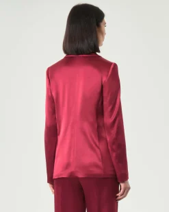 Blazer rosso Emme Marella in raso di misto viscosa con scollo a rever