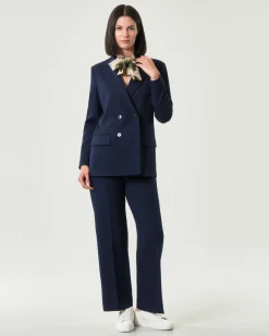 Blusa in twill avorio Emme Marella a fantasia fiori verdi con fusciacca al collo