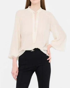Blusa Liu Jo avorio in georgette con maniche a palloncino
