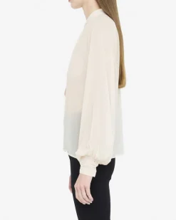 Blusa Liu Jo avorio in georgette con maniche a palloncino