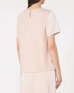Blusa rosa cipria in raso con retro in misto viscosa Weekend Max Mara con maniche corte