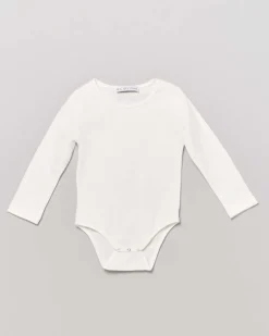 Body avorio in jersey con scollo a giro e maniche lunghe 9-18 mesi