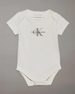 Body intimo Calvin Klein avorio in cotone stretch a maniche corte