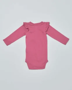 Body Lil'Atelier rosa in cotone operato a manica lunga