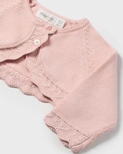 Bolerino in misto cotone rosa ricamato