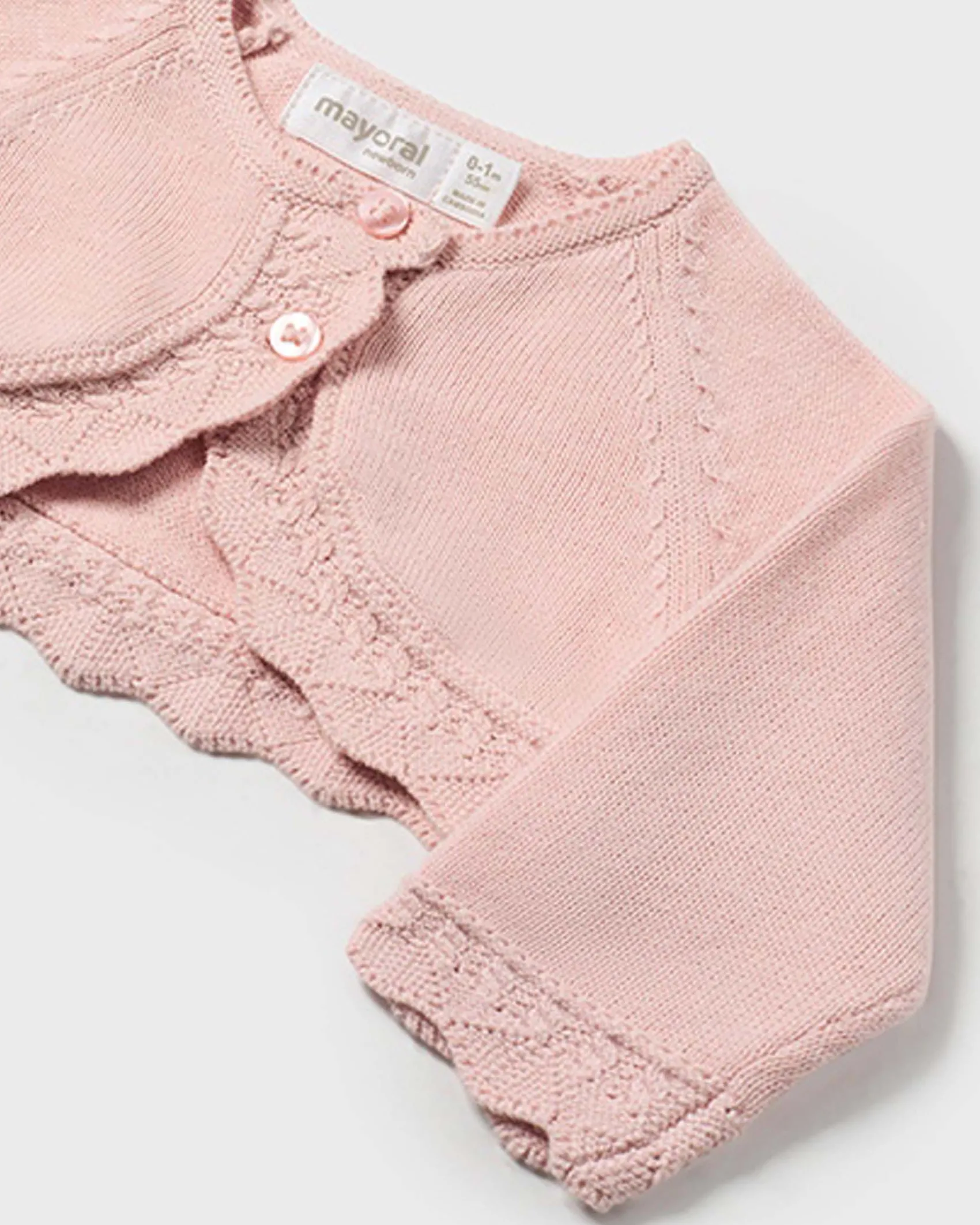 Bolerino in misto cotone rosa ricamato