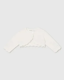 Bolerino in misto cotone bianco ricamato