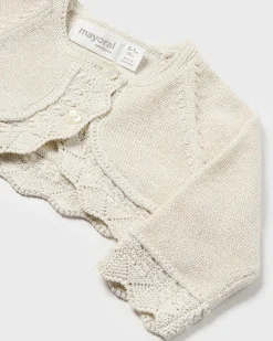 Bolerino in misto cotone sabbia ricamato