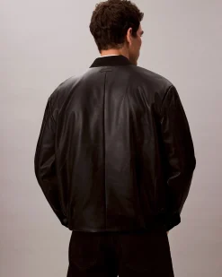 Bomber Calvin Klein Jeans nero in similpelle