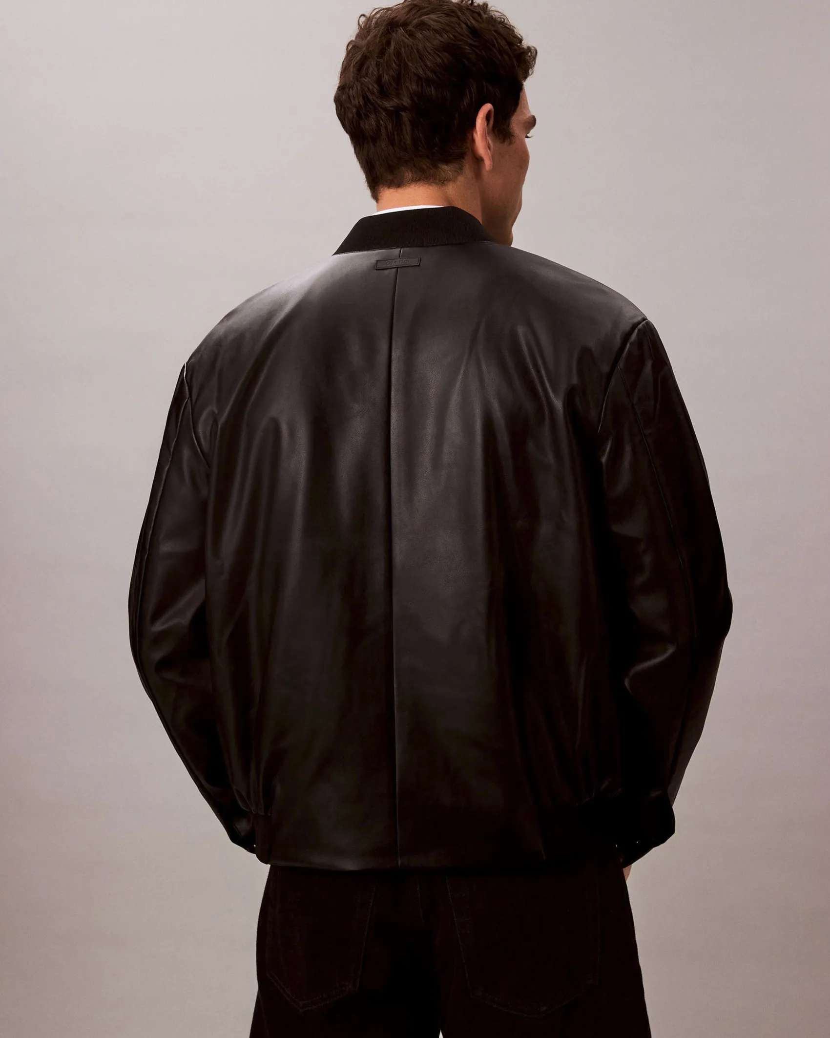 Bomber Calvin Klein Jeans nero in similpelle