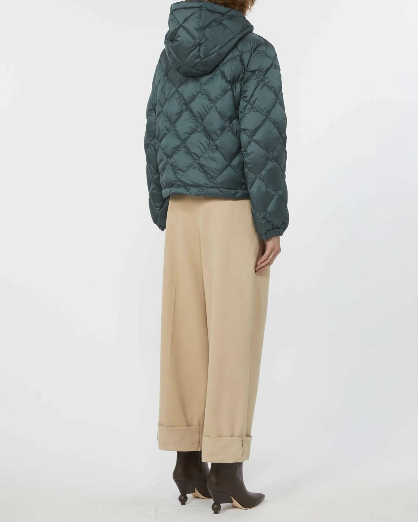 Bomber color ottanio trapuntato Weekend Max Mara con cappuccio